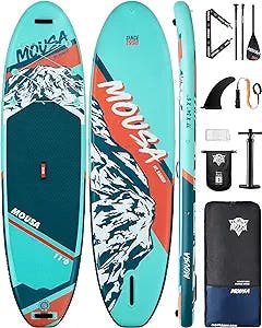 MOUSA 11'×34" Extra Wide Inflatable Stand Up Paddle Board, Stable Ultra Wide SUP for 2 People/Family w/Shoulder Strap, 1600D Backpack, All-Round Sup Board w/Floatable Paddle, US Central Fin