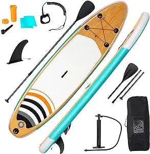 GYMAX Inflatable Stand Up Paddle Board, 6” SUP with Premium Complete Accessories, Backpack, Pump, Leash, Paddle & Removable Fins, Portable Stand Up Boat for All Skill Level