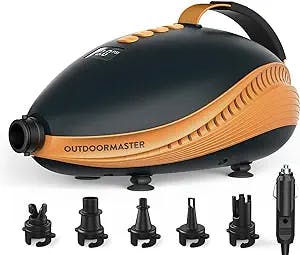 OutdoorMaster 20PSI High Pressure SUP Air Pump The Dolphin - Quick Air Inflator & Auto-Off, 12V DC Car Connector for Inflatable Stand Up Paddle Boards, Boats, Water Sports