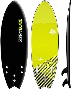 StormBlade 5ft6 Storm Blade Swallow Tail Surfboard // Foam Wax Free Soft Top Shortboard for Adults and Kids