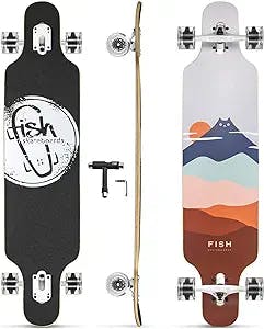 Long Board Skateboard for Adults Teenagers Kids Ages 6-12 Adults Men Women Complete Skateboard Cruiser for Cruising Carving Free-Style and Downhill 41 Includes High-Speed Bearings & T-Tool