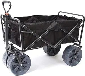 Mac Sports Heavy Duty Collapsible Folding All Terrain Utility Wagon Beach Cart (Black)