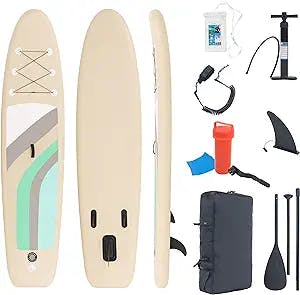 Ixsun Inflatable Stand Up Paddle Board, Stable Wide,Non-Slip Deck,with Premium SUP Accessories,Backpack, Bottom Fins,Adjustable Paddles,Double-Action Pump