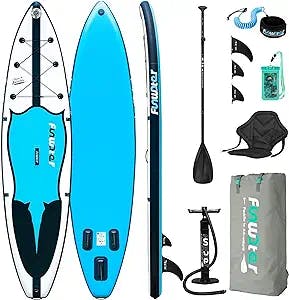 FunWater SUP Inflatable Paddle Board Stand Up Ultra-Light Inflatable Paddleboard ISUP Accessories,Fins,Adjustable Paddle, Seat,Pump,Backpack, Leash, Waterproof Phone Bag