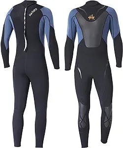 NATYFLY Mens Wetsuit 3mm Neoprene Wet Suit Men, Youth Full Body Shorty Wetsuit for Men in Cold Water, Long Sleeve Back Zip Diving Suits for Water Sports