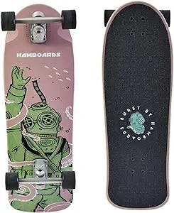 Hamboards 32-inch Burst Street Carver Longboard Surfskate Skateboard | HST Trucks | for Beginners, Intermediate, and Advanced Riders │Perfect for Cruising, Carving, and Surf Training