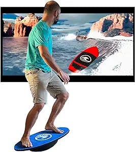 Lakesurf at-Home Wakesurf Training System; Wakesurf Balance Board + Free iOS/Android App + Mobile Phone Mount; Wakesurf Simulator, Games, and Tutorials