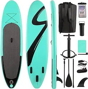 LAWNION 11’X32.3''X6.3''/10‘X30.3''X6.1'' Stand Up Paddle Board, Inflatable SUP, Non-Slip Deck Pad, Ultra-Light Standing Boat W/Backpack, SUP Accessories,Waterproof Bag, Leash,Repair Kit, Hand Pump, Fin
