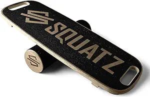 SQUATZ Wooden Balance Board, Standing Desk Anti Fatigue Mat Exercise Equipment with Ergonomic Design and Comfortable Non-Slip Surface, Wobble Board for Skateboard, Hockey, Snowboard, and Surf Training