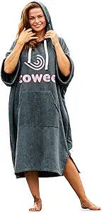 Towee Surf Poncho for Adult, Hooded Beach Towel, Poncho for Watersports (Grey Pink, 39.37" x 27.56")