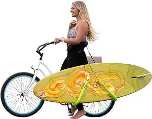 COR Surf Surfboard Bike Rack | Adjustable Surfboard or Boogie Board Carrier for All Bikes | Holds Boards up to 8'