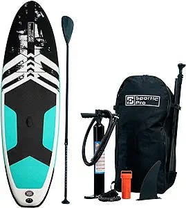 Sportic Pro SUP Paddle Board - New 10ft 6in Rugged Double Layer Designed Surfboard with Non-Slip Deck - Very Stable Triple Fins with Full Adjustable Paddle, Leash, Air Pump and Carry Bag Accessories