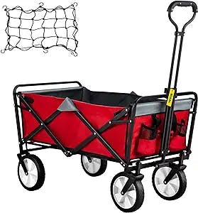 "Wagon your way to the beach with VEVOR's Red Hot Folding Wagon Cart!"