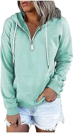 Fleece Lined Sweatshirt Women's Hoodie Zipper Tops Sweatshirts Long Sleeve Casual Fashion Warm Shirt Pullover Clothes