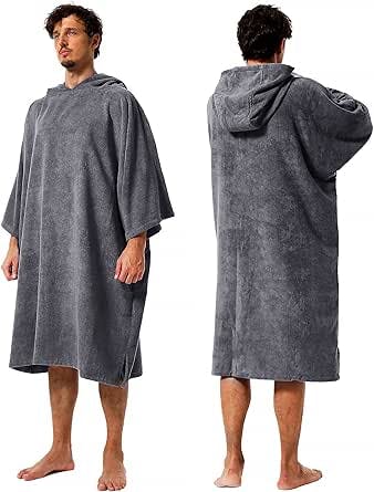 Winthome Surf Poncho Changing Towel Robe with Hood and Pocket,Changing Towel Poncho Quick Dry for Surfing Beach Swimming Outdoor Sports