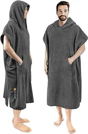 SUN CUBE Surf Poncho Changing Robe with Hood | Quick Dry Microfiber Wetsuit Changing Towel with Pocket for Surfing Men Women