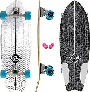 Mindless Surf Skate Fish Tail | 29.75” Carve Style Skateboard 7 Ply Canadian Maple Fun and Responsive W 159mm Trucks Fast Turns Snappy Cutbacks | 82A Fitted Bushings and 78A Spare | 65mm Grippy Wheels