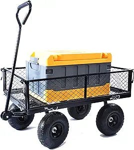 Wagon with Removable Sides Can be Used in Farms, Warehouses, etc.l Garden Dump cart- A Must-Have for Your Dream Garden Garden Essential- Dump cart for Easy Hauling of Lawn and Garden Debris (Black)