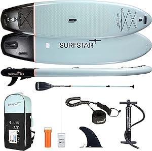 surfstar Inflatable Paddle Board with Camera Mount Fiberglass Paddle, 10'6"x33"x6" Stand Up Paddle Board for Adults, SUP Standing Boat with Sup Accessories and Travel Backpack for All Skill Levels