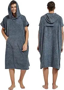 Outdoor Towels Towel Adult Hoodie Mens Beach Coverup Surf Change Poncho After Swimming Robe Gray