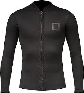 Surf Squared Mens Wetsuit Top Jacket 2mm or 3mm - Neoprene Long Sleeve for Warmth & Comfort- Surfing, Snorkeling, All Watersports - w/Extended Back Flap and Durable YKK Locking Front Zipper