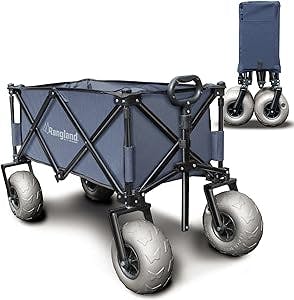 Rangland Beach Wagon with Big Wheels for Sand - All Terrain Steel Frame Utility Cart with 9" Pneumatic Tires, Collapsible Folding Design (Sand Warrior RX800)