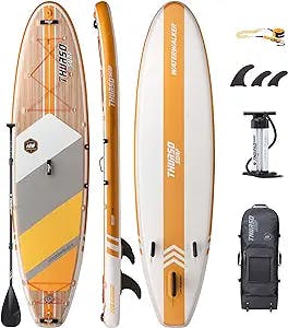 THURSO SURF Inflatable Stand Up Paddle Board All-Around SUP Waterwalker 126 10'6×31''×6'' Deluxe Package | Carbon Shaft Paddle | Roller Backpack | Dual Chamber Pump | Coiled Leash