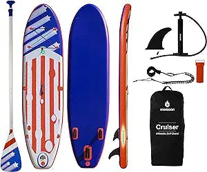 monsoon [Cruiser] SUP Board Stand Up Paddleboard Inflatable Paddle Board with Accessories Bundle