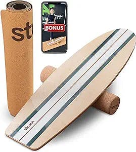 STAASH® Pro Balance Board Kit + FREE Training program - incl. cork roller + mate and premium wooden board
