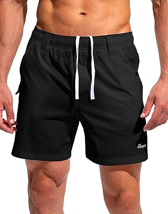 Pudolla Men's Swim Trunks Quick Dry Board Swimming Shorts for Men UPF50+ Fishing Hiking Beach Short with Multi Pockets