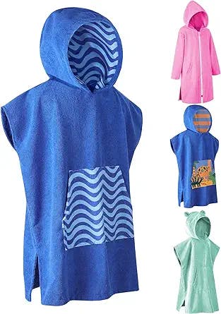 MissShorthair Hooded Beach Towel for Kids | Towel Poncho Kids & Boys & Girls | Surf Poncho Towels with Front Pocket | Pool Swim Changing Towel Robe, Bath Towels
