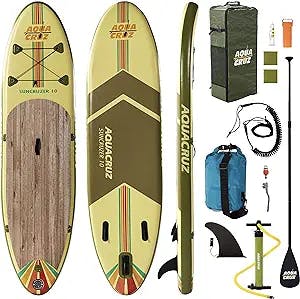 Aqua Cruz Suncruzer Standup Paddleboard Set - Inflatable SUP with Accessories - Features Backpack Storage Bag, Non-Slip Deck, Leash, Adjustable Paddle and Hand Air Pump - Multiple Styles