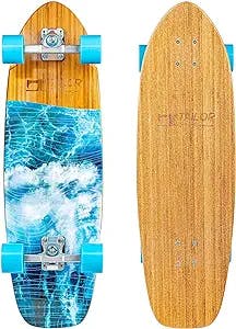 TailorShape Surf Skateboard | Bamboo and Canadian Maple SurfSkate Surf Trainer, for Cruising and Carving