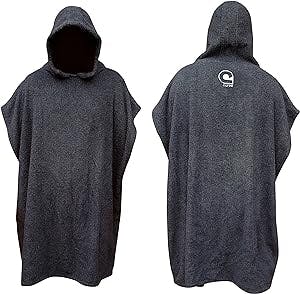 Kids Swimming Robe Surf Beach Poncho in 100% Cotton Hooded Towel w Adjustable Sleeves (Charcoal, Teen)